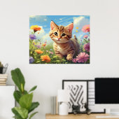 *~* Rustende Kat Bloemen 5:4 Kitten Cat AP68 Poster (Thuiskantoor)