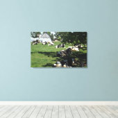 Rustende koeien op de boerderij in canvas kunst (Insitu (Houten vloer))