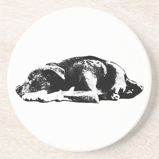 Rustende Pitbull Mix Monochrome Art Onderzetter (Voorkant)