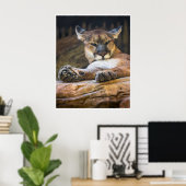 Rustende poema muurkunst | Wilde kat print (Thuiskantoor)