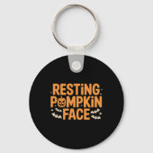 Rustende pompoen gezicht vet t Halloween T-shirt Sleutelhanger (Voorkant)