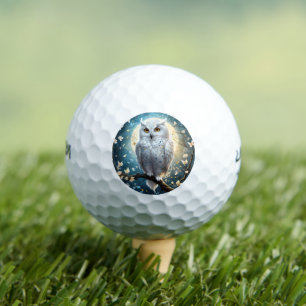 Rustende sneeuwuil met fonkeling, golfballen