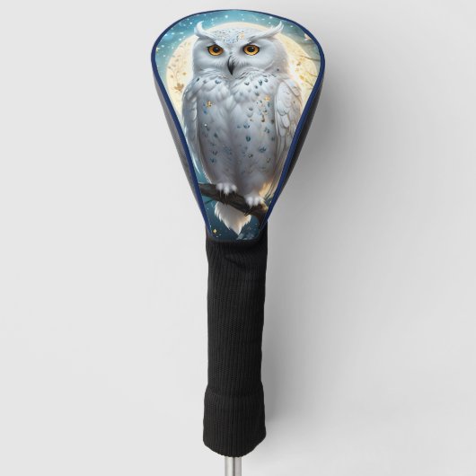 Rustende sneeuwuil met fonkeling, golfheadcover (Voorkant)