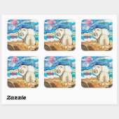 RUSTENDE STRAND GEZICHT crème show Vierkante Sticker (Vel)