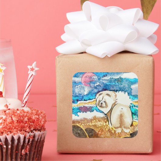 RUSTENDE STRAND GEZICHT crème show Vierkante Sticker (Feest)