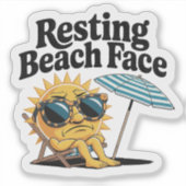 Rustende strand gezicht grappige zomervakantie sticker (Voorkant)