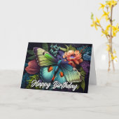 Rustende vlindercollage Happy Birthday Kaart (Gele Bloem)