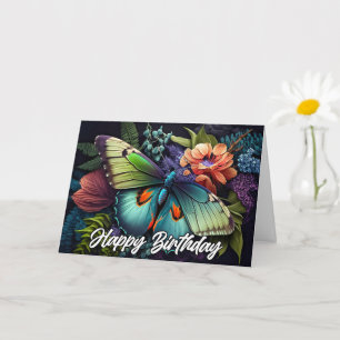 Rustende vlindercollage Happy Birthday Kaart