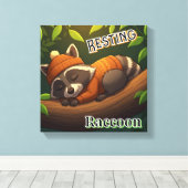 rustende wasbeer | Schattigee Cartoon Kind Nursery Canvas Afdruk (Insitu (Houten vloer))