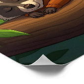 rustende wasbeer | Schattigee Cartoon Kind Nursery Poster (Hoek)