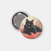 Rustende zwarte kat magneet (Voorkant / Achterkant)