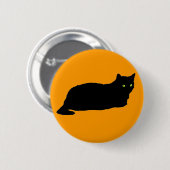 Rustende zwarte kat op Sinaasappel Ronde Button 5,7 Cm (Voorkant /achterkant)