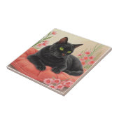 Rustende zwarte kat tegeltje (Zijkant)