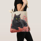 Rustende zwarte kat tote bag (Dichtbij)