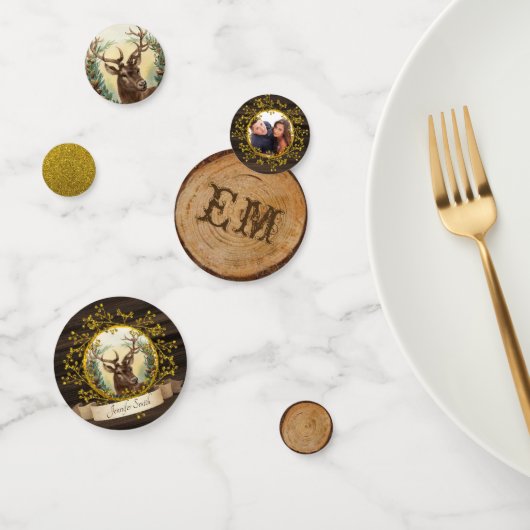 Rusteniek Vintage Kerstman Herten Foto Gouden Mono Confetti (Groep)