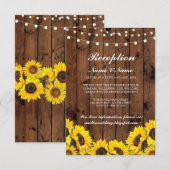 Rustenieke trouwontvangstkaarten Zonnebloem Hout Kaart (Voorkant / Achterkant)