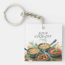 Rustenieke Waterverfparty voor Soep Kook-Competiti Sleutelhanger