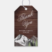 Rustenike Houten Bergbos Bruiloft Bedankt Cadeaulabel (Voorkant)