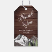 Rustenike Houten Bergbos Bruiloft Bedankt Cadeaulabel (Achterkant)