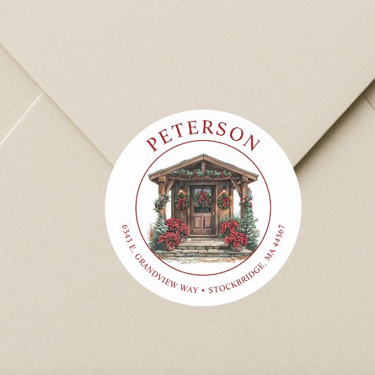 Rustenkerst Nieuwe Thuis Retouradreslabels Ronde Sticker