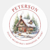 Rustenkerst Nieuwe Thuis Retouradreslabels Ronde Sticker (Voorkant)