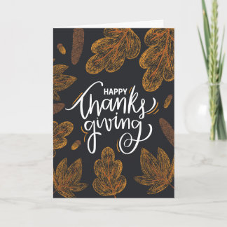 Rustenkerstkaart met herfstbladeren en Thanksgivin Kaart