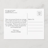 Rustenkrans Olijfblad Huwelijksfoto Dankjewel Aankondigingskaart (Achterkant)