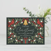 Rustenrode Kardinaal Mistletoe Kerst Fotokaart (Staand voorkant)