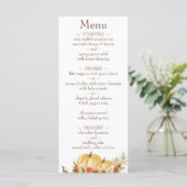 Rustenwaterverf Pompoen Retouradres Bruiloft Menu (Staand voorkant)