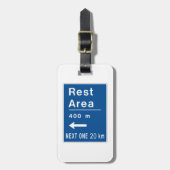Rustgebied 400m links verkeersbord bagagelabel (Voorkant verticaal)