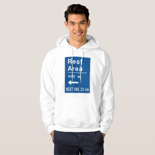 Rustgebied 400m links verkeersbord hoodie (Voorkant volledig)