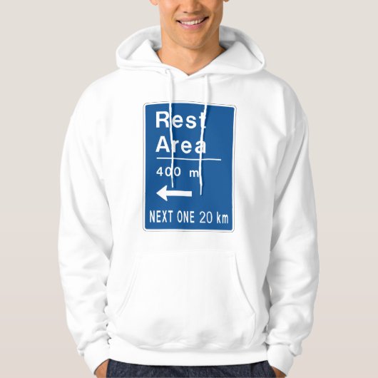 Rustgebied 400m links verkeersbord hoodie (Voorkant)