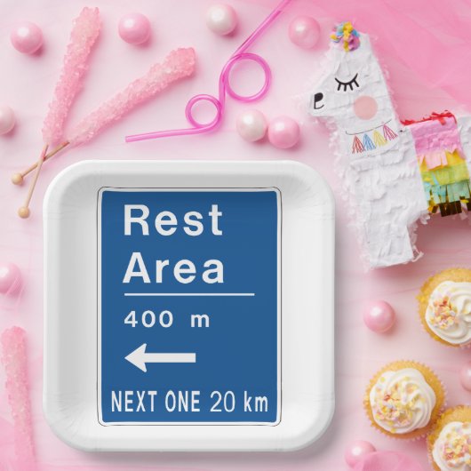 Rustgebied 400m links verkeersbord papieren bordje (Feest)