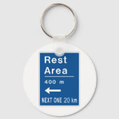 Rustgebied 400m links verkeersbord sleutelhanger (Voorkant)