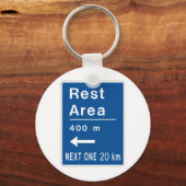 Rustgebied 400m links verkeersbord sleutelhanger (Voorkant)