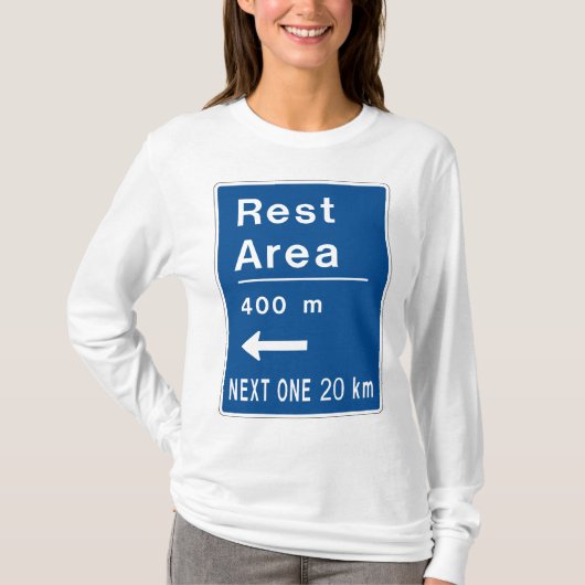 Rustgebied 400m links verkeersbord t-shirt (Voorkant)