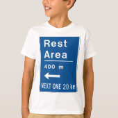 Rustgebied 400m links verkeersbord t-shirt (Voorkant)
