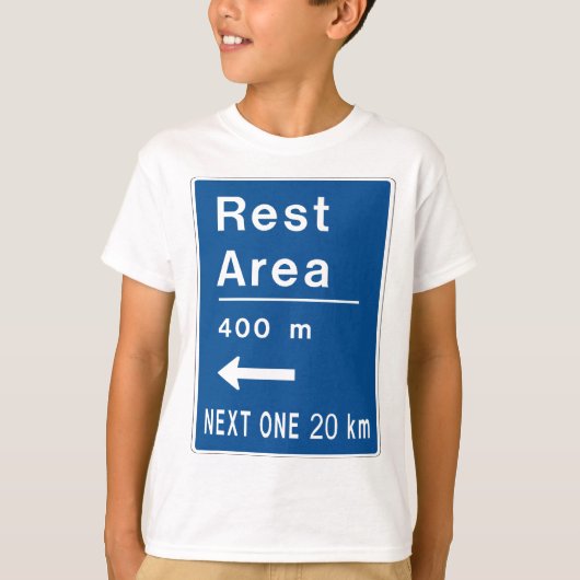 Rustgebied 400m links verkeersbord t-shirt (Voorkant)