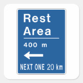 Rustgebied 400m links verkeersbord vierkante sticker (Voorkant)