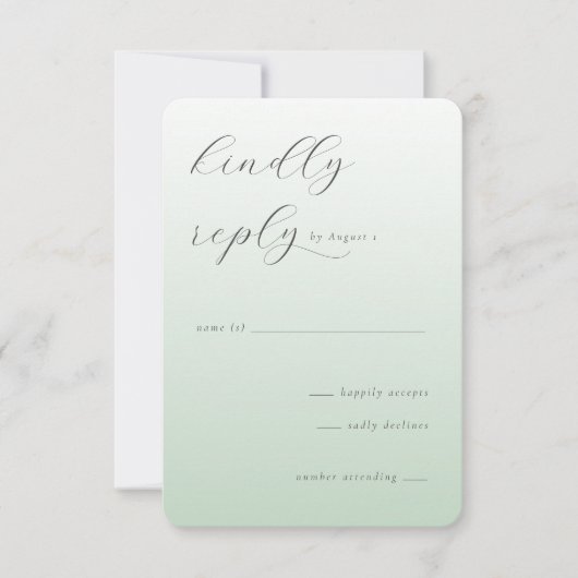 Rustgevend Pastelgroen Minimalistisch RSVP Kaartje (Voorkant)