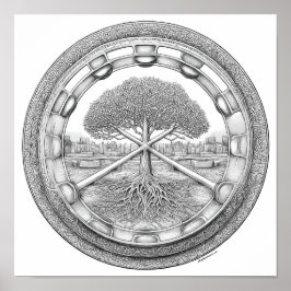 Rustgevende Botanische Mandala: Hydroponische Heli Poster