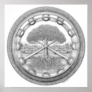 Rustgevende Botanische Mandala: Hydroponische Heli Poster