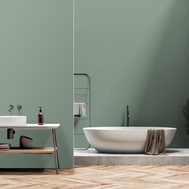 Rustgevende gedempte groene trendy kleur behang (Badkamer)