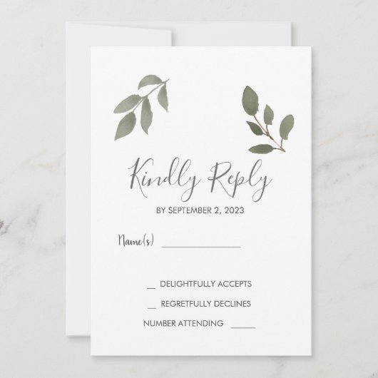 Rusti elegante botanische bladeren foto Huwelijk R Kaart (Voorkant)