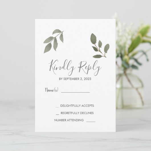 Rusti elegante botanische bladeren foto Huwelijk R Kaart (Staand voorkant)