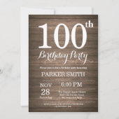 Rustic 100th Birthday Invitation Kaart (Voorkant)