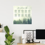 Rustic 10 Table Foggy Green Pines Seating Chart Poster (Thuiskantoor)