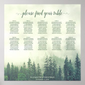 Rustic 10 Table Foggy Green Pines Seating Chart Poster (Voorkant)