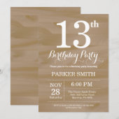 Rustic 13th Birthday Invitation Kaart (Voorkant / Achterkant)