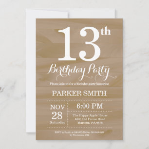 Rustic 13th Birthday Invitation Kaart